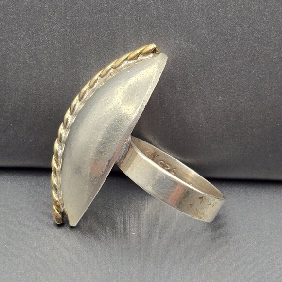 VTG Taxco Sterling Silver Marquise Dome Ring Size 6 TM-156 Rope Accent 8.04g - Picture 6 of 14